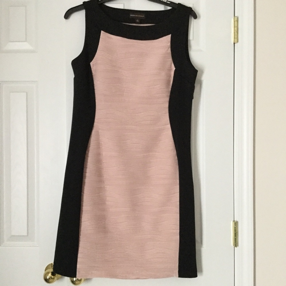 Dana Buchman peach & black slimming dress Sz 14